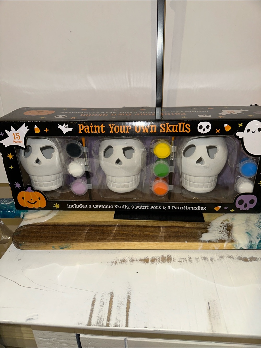Paint-Your-Own Ceramic Skull Kit for Kids - White